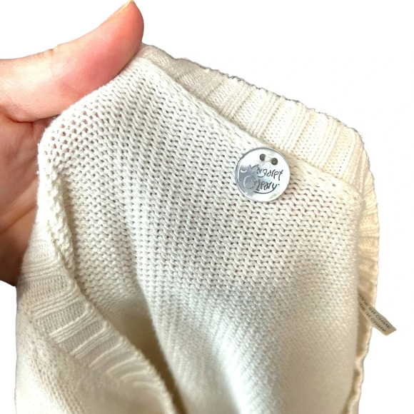 Margaret O'Leary Ivory Polka Dot Short Sleeve Sweater Size Medium - Picture 6 of 8